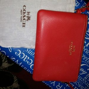Nwot Coach Leather Watermelon wristlet